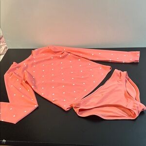 GAP Kids Coral Rash Guard Set with White Dots